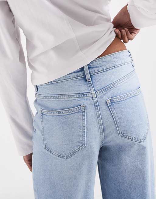 Vero Moda Tall Sandie jeans med mellemhøj talje, brede ben og stretch i lyseblå denim, 4 af 5