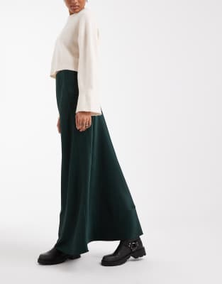 Vero Moda Tall Satin Bias Cut Midi Skirt In Green