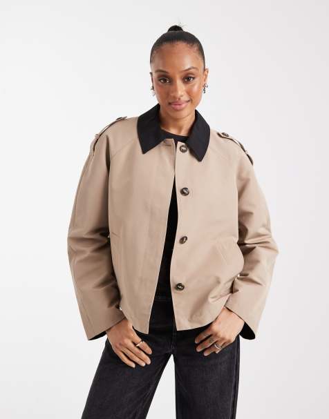Vero Moda Tall – Schlichter Trenchcoat in Kamelbraun mit kurzem Schnitt und Kontrast-Kragen - view 1