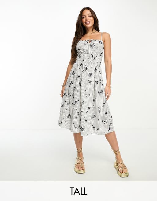 ASOS DESIGN cami midi sundress with pintucks in black