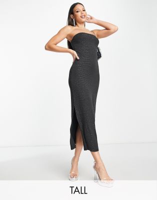 Vero Moda Tall - Silber glitzerndes Midi-Schlauchkleid