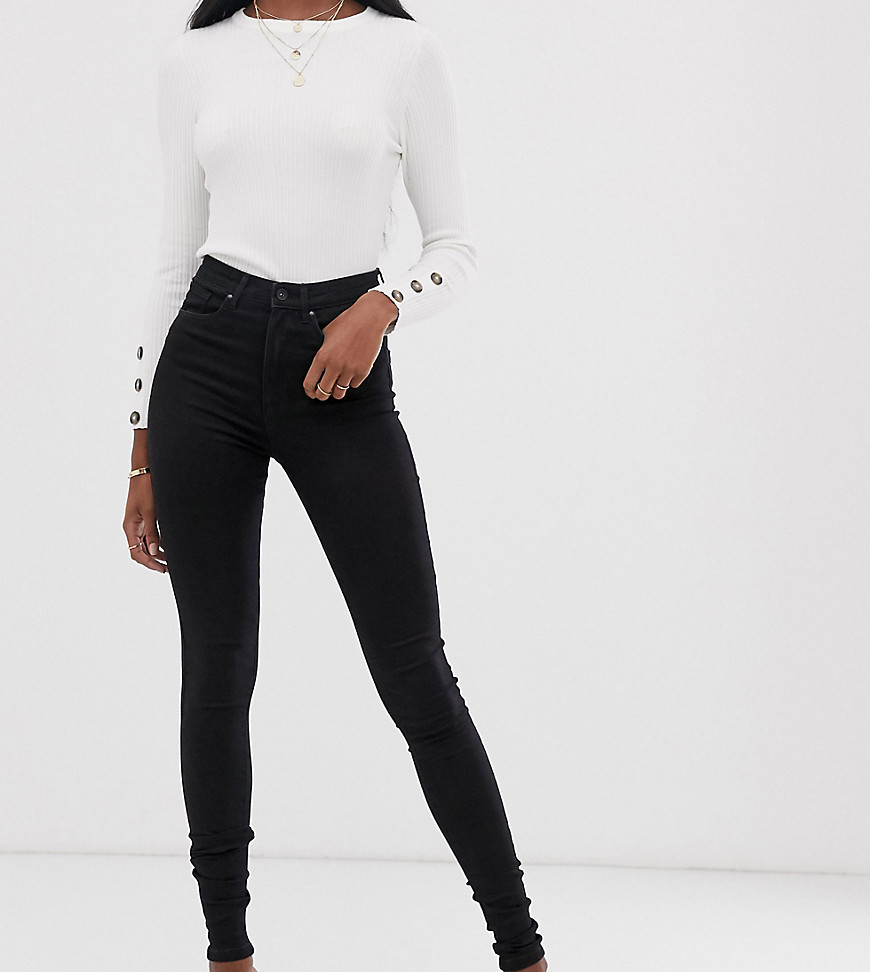 Vero Moda Tall - Skinny jeans met hoge taille in zwart