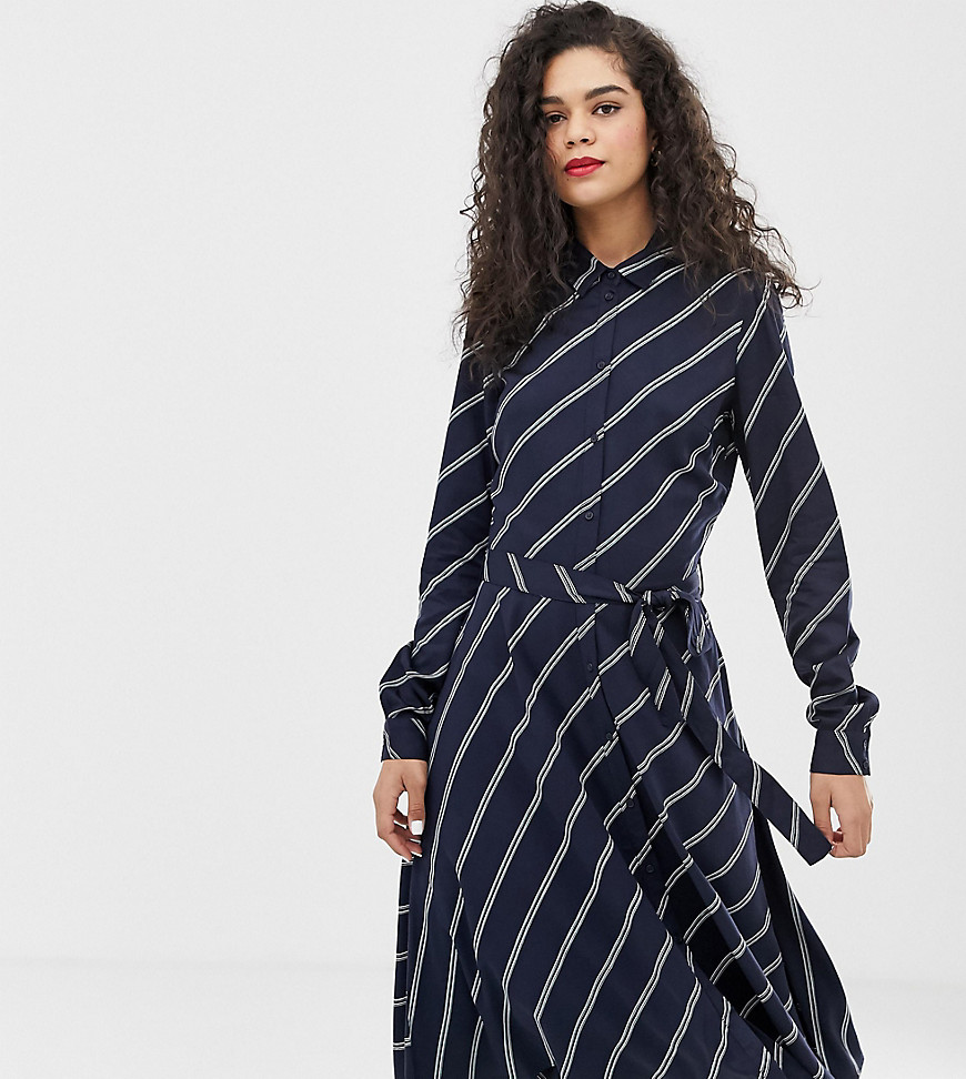 Vero Moda – Tall – Skjortklänning med diagonala ränder-Marinblå