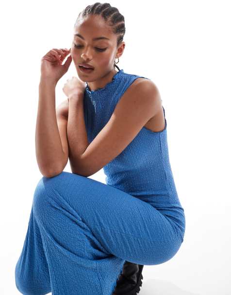 Vero Moda Tall sleeveless textured maxi dress in blue - view 1