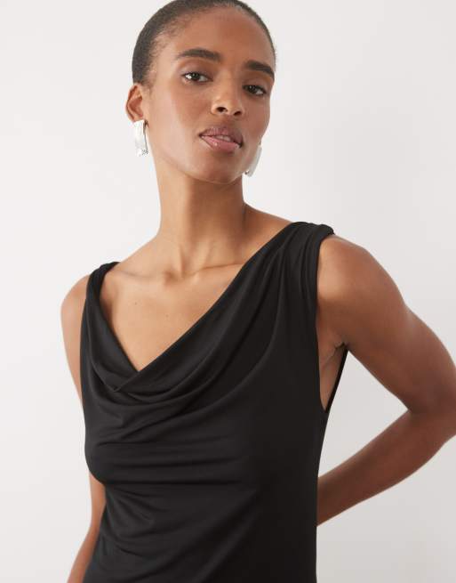 Vero Moda Tall sleeveless twist detail maxi dress in black, 3 of 4