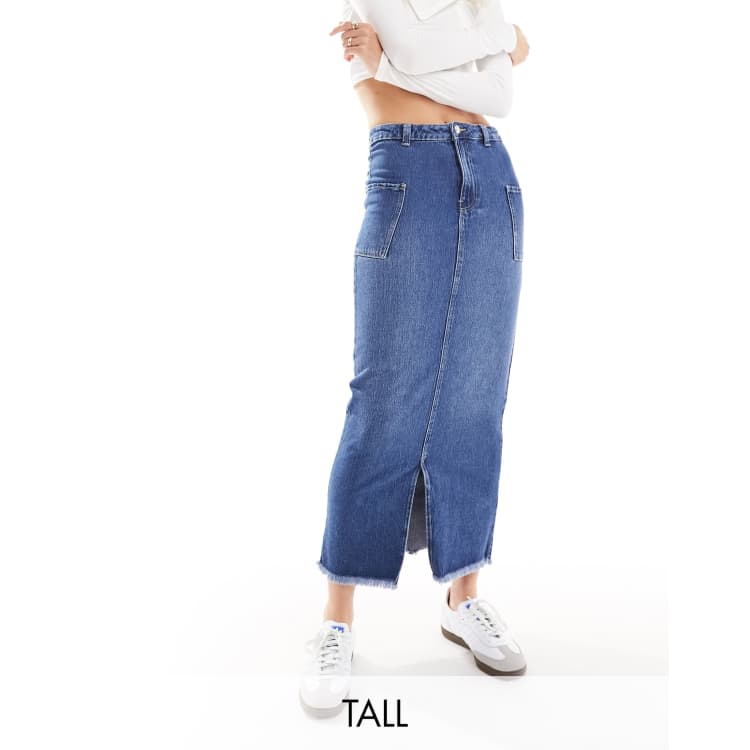 Vero Moda Tall split front maxi skirt with side pockets in