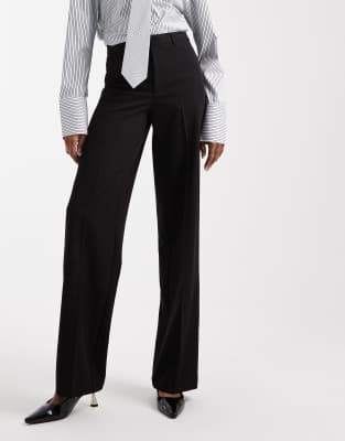 Vero Moda Tall Straight Leg Dress Pants With Creased Front In Black