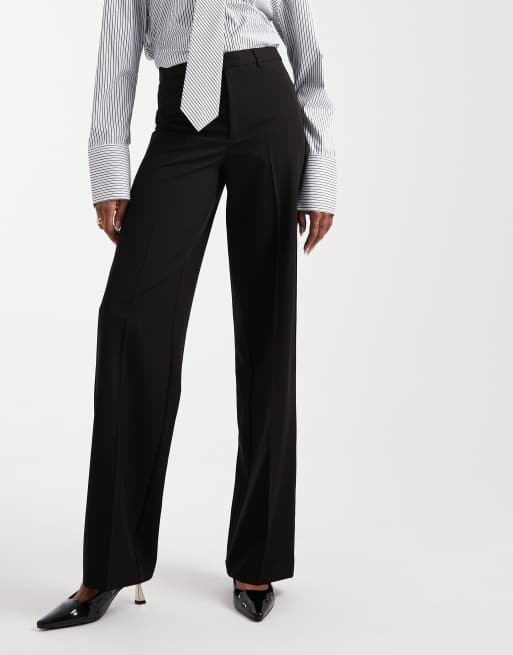 Vero Moda Tall straight leg dress pants with creased front in black