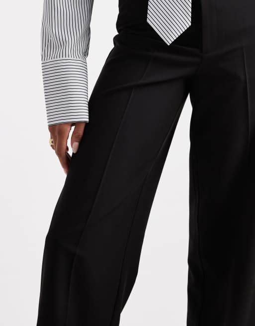 Vero Moda Tall straight leg dress pants with creased front in black