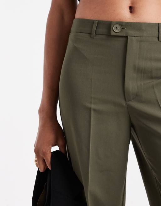 Vero Moda Tall straight leg dress pants with creased front in leaf green