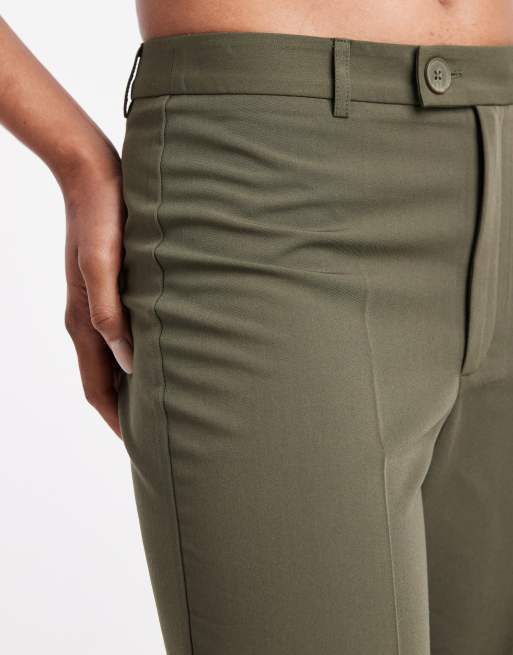 Vero Moda Tall straight leg dress pants with creased front in leaf green, 5 of 5