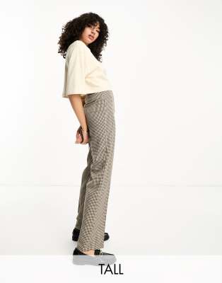 Vero Moda Tall straight tailored trousers in brown check