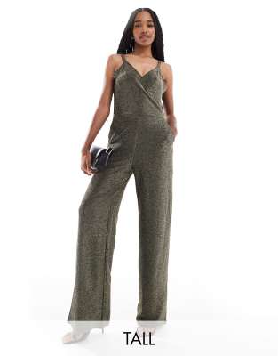 Shop Vero Moda Tall Strappy Wide Leg Jumpsuit In Black