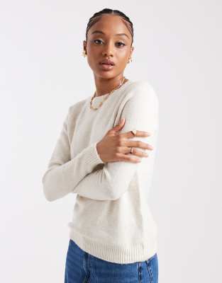 Vero Moda Tall - Strickpullover in Cremeweiß mit Rundhalsausschnitt