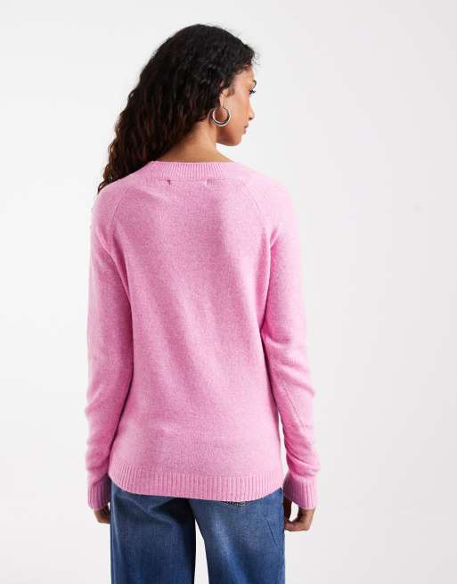 Vero Moda Tall striktrøje med rund hals i fuchsia pink, 4 af 4