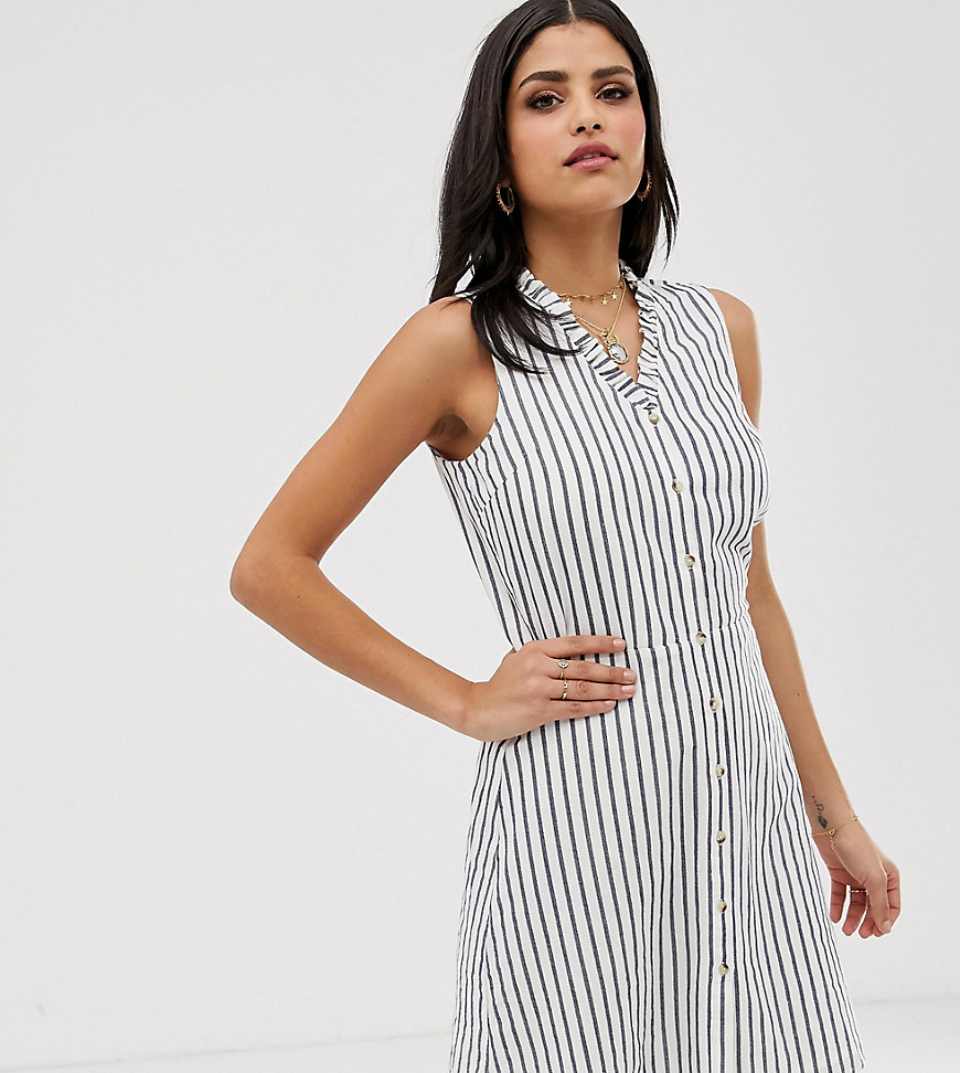Vero Moda Tall stripe button front mini dress-Multi