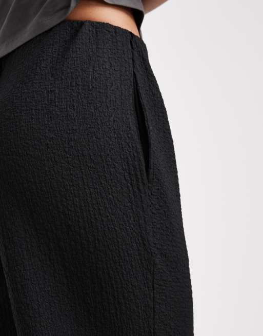 Vero Moda Tall – Svarta, strukturerade byxor i jersey och dra på-modell, 5 av 5