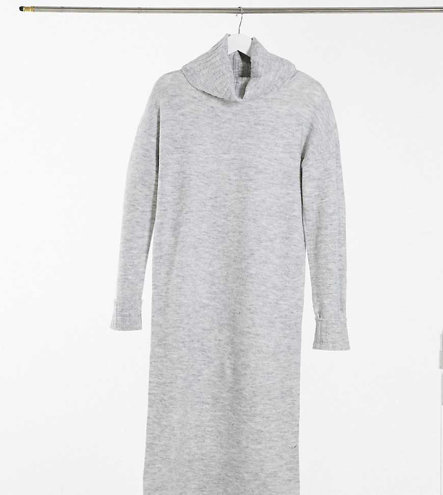 Vero Moda Tall sweater dress with roll neck in gray-Grey