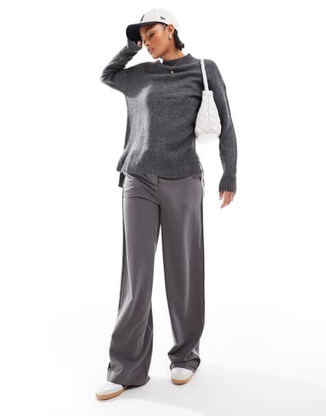 Vero Moda Tall oversized high neck jumper in medium grey melange