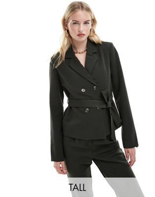 Vero Moda Tall tailored belted jacket co-ord in khaki