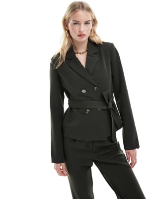 Vero Moda Tall tailored belted jacket co-ord in khaki