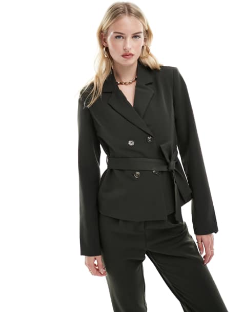 Vero Moda Tall tailored belted jacket in khaki (part of a set) - view 1