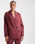 [Vero Moda Tall] Vero Moda Tall tailored herringbone blazer in burgundy (part of a set) 34 Burgundy