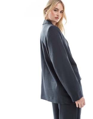 Vero Moda Tall Tailored Herringbone Blazer In Gray