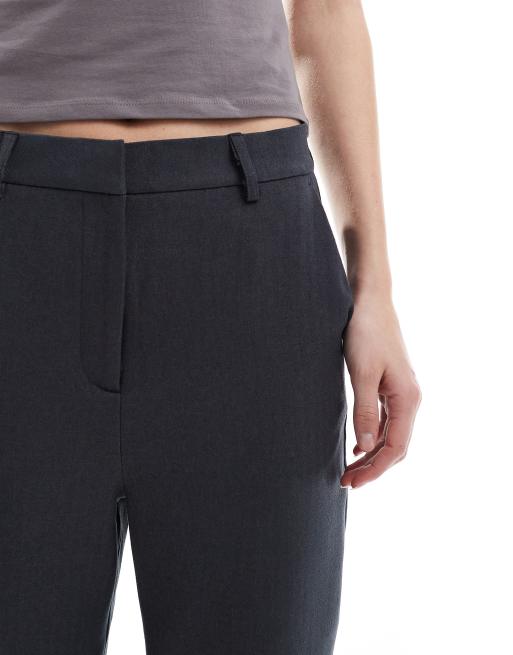 Vero Moda Tall tailored herringbone wide leg pants in dark gray melange - part of a set, 3 of 5
