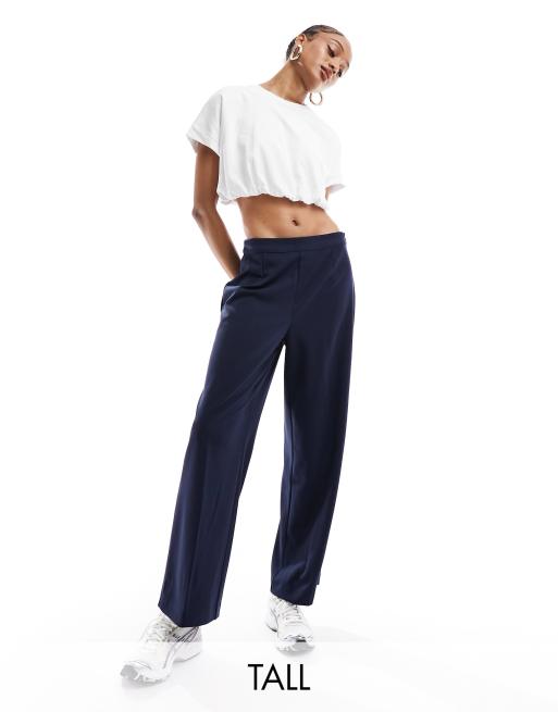 High Waist Navy Blue High Waisted Dress Pants With Zipper Pocket