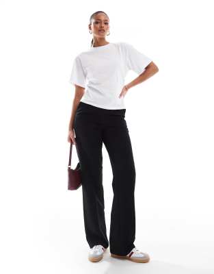 tailored wide leg pant in black-Green