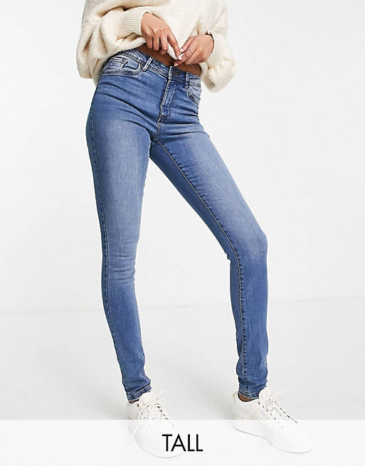 Vero Moda Tall Tanya skinny jeans in mid blue