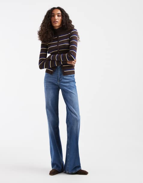 Vero Moda Tall Tessa jean large taille haute bleu moyen délavé - view 1