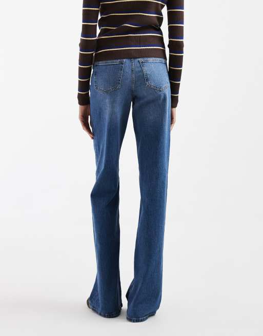 Vero Moda Tall Tessa jeans a vita alta a gamba larga in blu medio slavato, 5 di 5