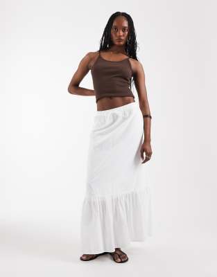 Vero Moda Tall textured boho maxi skirt in white