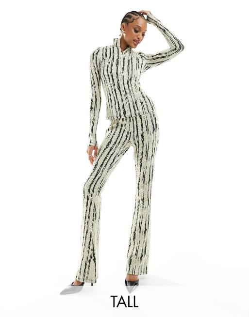 Vero Moda Tall textured flared pants in monochrome (part of a set)