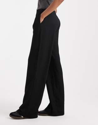 Vero Moda Tall Textured Jersey Pull On Pants In Black