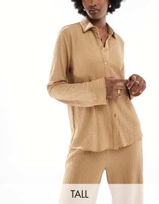 textured jersey shirt in beige - part of a set-Neutral