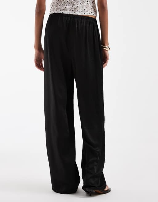 Vero Moda Tall textured satin wide leg pants in black, 5 of 5