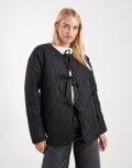 [Vero Moda Tall] Vero Moda Tall tie front quilted jacket in black M BLACK