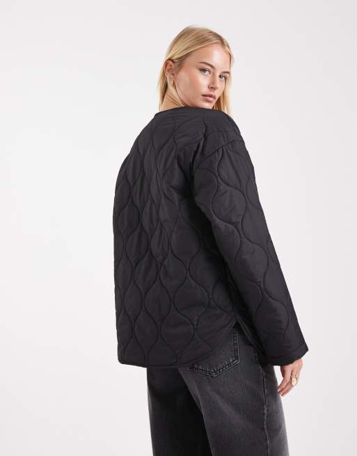 Vero Moda Tall tie front quilted jacket in black, 4 of 4