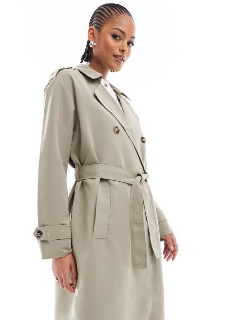 Vero Moda Tall - Trenchcoat met lange pasvorm en riem in beige, 2 van 4