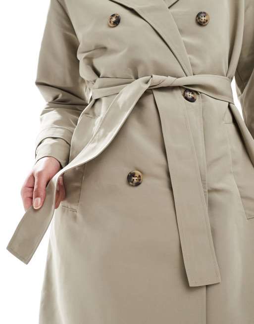 Vero Moda Tall - Trenchcoat met lange pasvorm en riem in beige, 3 van 4