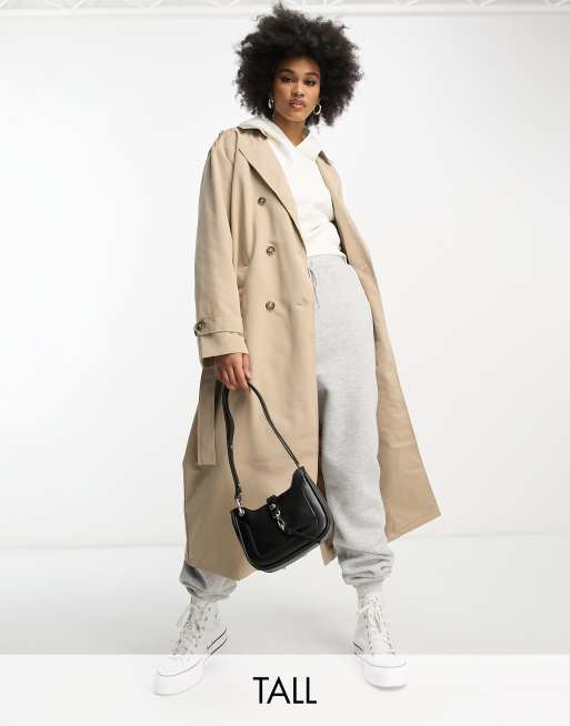 Vero Moda Tall - Trenchcoat met lange pasvorm en riem in stone