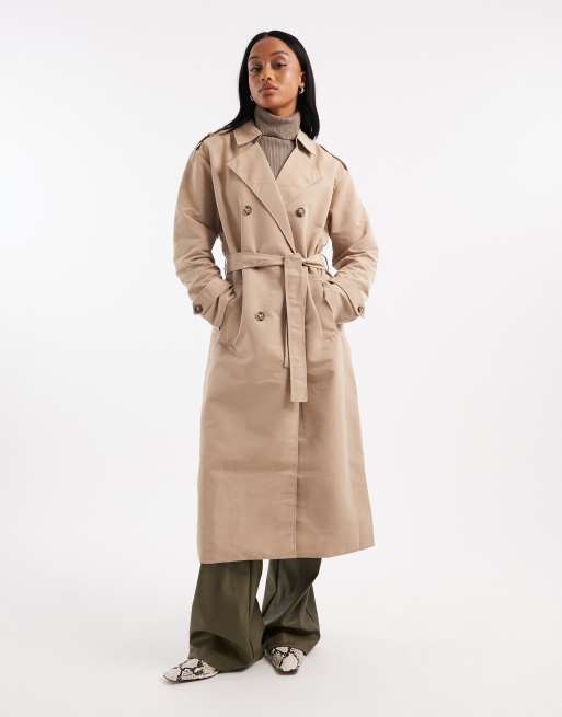 Vero Moda Tall - Trenchcoat met lange pasvorm en riem in stone, 3 van 4