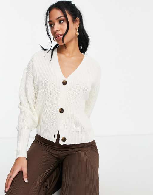 Vero Moda Tall v neck cardigan with deep cuff in cream