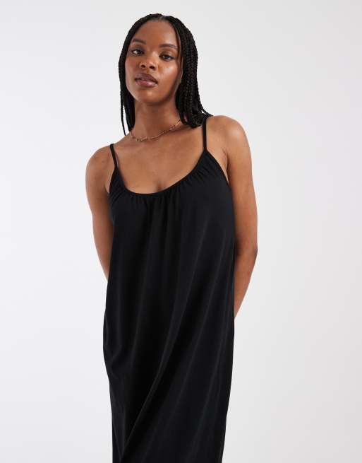 Vero Moda Tall - Vestito lungo con spalline sottili nero, 4 di 4