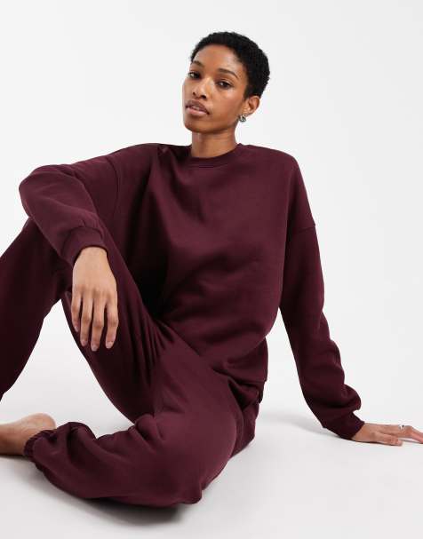 Vero Moda Tall – Vinröd sweatshirt i oversized fit, del av set - view 1