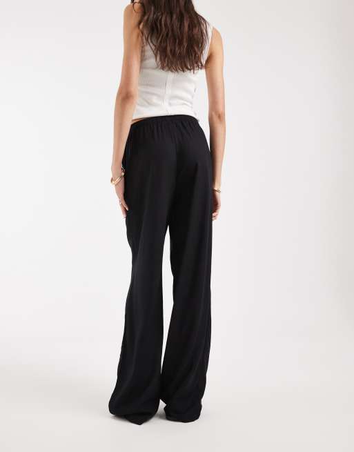 Vero Moda Tall – Weit geschnittene Hose in Schwarz mit Leinenanteil und Kordelzugbund, 5 von 5