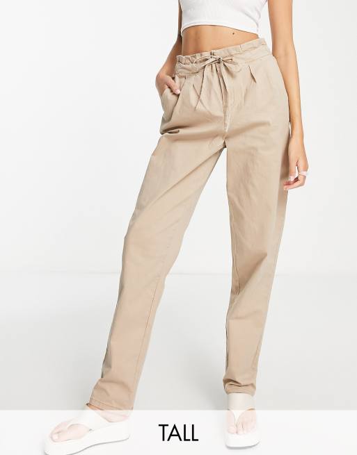 Tall Women's Paper Bag Pants, Wide Leg Pants